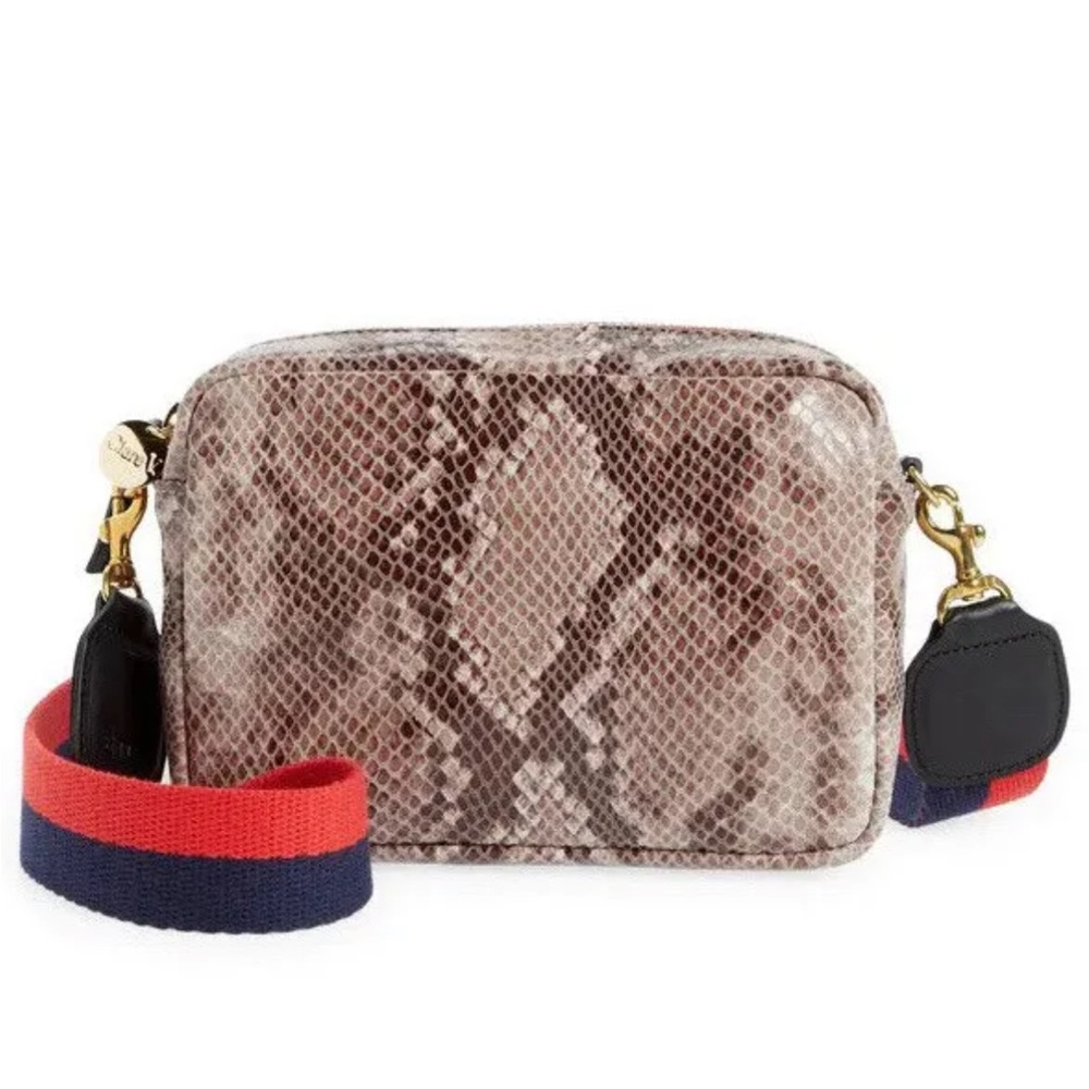 CLARE V. Women’s Midi Sac Croc Snakeskin Print Leather Crossbody Bag $335+ NEW